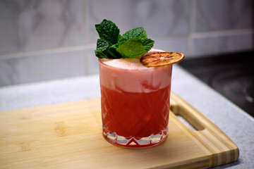 strawberry cocktail smoothie with mint