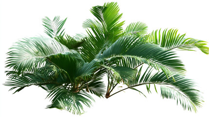 Collection of tropical green palm leaves with detailed veins, isolated on white background palm tree isolated on white background 