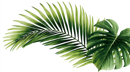 palm tree isolated on white Tropical palm leaf isolated on white background 
