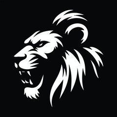 Black and White Tribal Style Lion Animal Logo