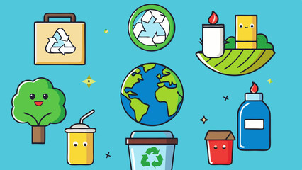Environmental awareness illustration with earth recycling and sustainability on a light blue background