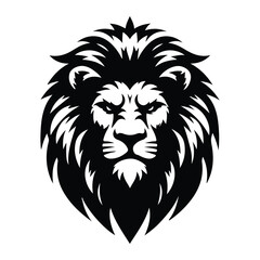 Obraz premium Black and White Tribal Style Lion Animal Logo