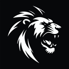 Black and White Tribal Style Lion Animal Logo