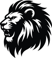 Black and White Tribal Style Lion Animal Logo