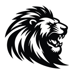 Black and White Tribal Style Lion Animal Logo