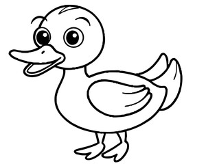hand drawn cartoon cute animal line art duck