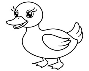 hand drawn cartoon cute animal line art duck