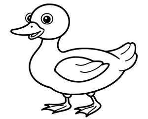 hand drawn cartoon cute animal line art duck
