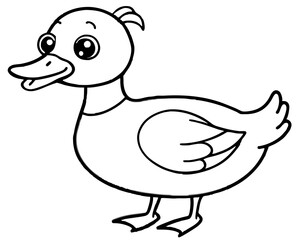 hand drawn cartoon cute animal line art duck