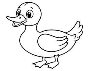 hand drawn cartoon cute animal line art duck