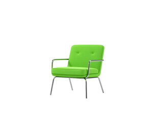 Green Modern Armchair with Metal Frame