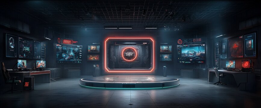 Futuristic Gaming Command Center - Powered by Adobe