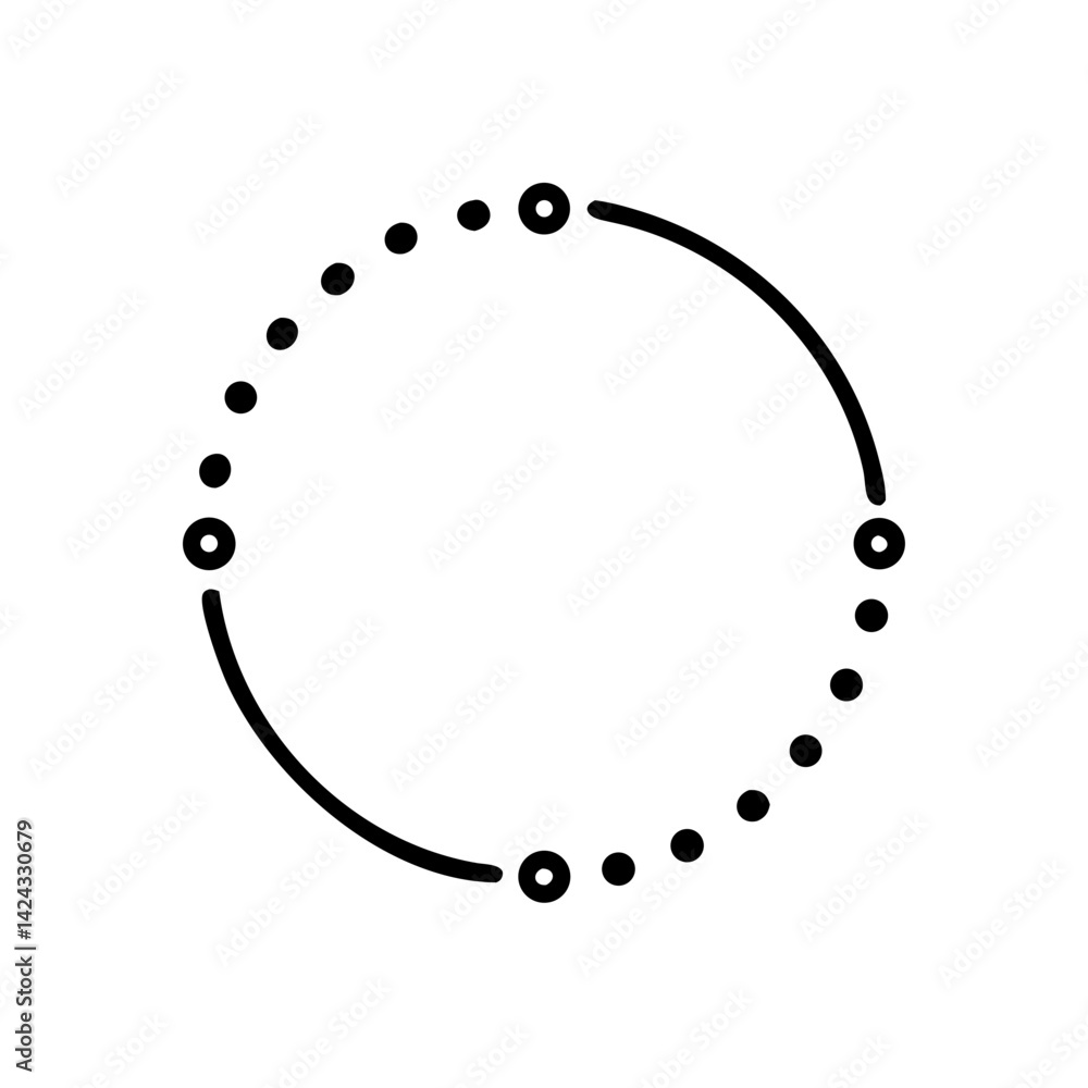 Poster a continuous cycle of progress and growth, depicted with bold lines and dotted sections in a simple 