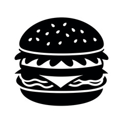 Burger Icon Black Vector On White Background