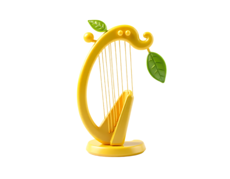 Cartoon Lyre with Leaves