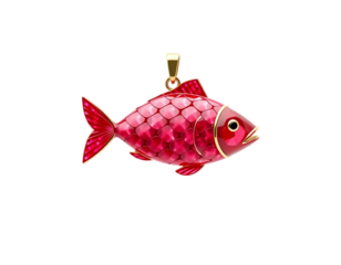 Red Fish Pendant with Gold Accents