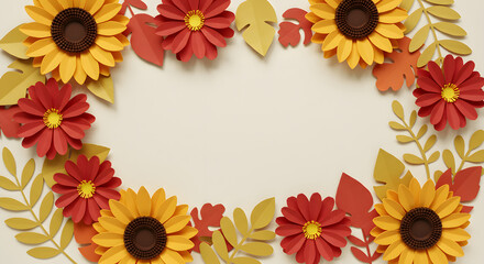 Obraz premium flowers paper cut background 