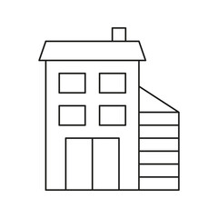House With Garage Line Icon. Residential Building And Home Architecture Outline Symbol. Real Estate, Property Development, And Urban Living Concept. Editable Stroke. Isolated Vector Illustration