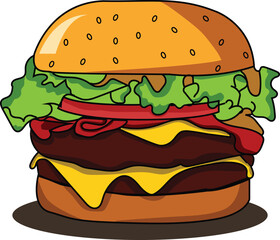 Cartoon burger Vector art illustration.