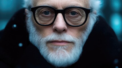 Close-up portrait of a thoughtful older man
