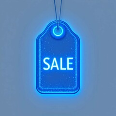 Futuristic AI-Generated Glowing Sale Tag – Neon Blue Discount Label for High-Converting E-Commerce Promotions, Flash Sales, Digital Marketing, Business Growth, Financial Deals, and Online Store Brand