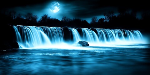 Moonlight Waterfall Serenity