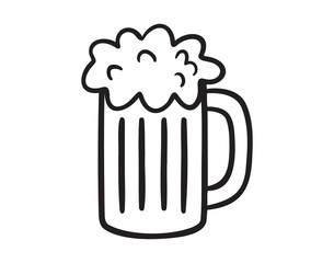 beer mug icon doodle hand drawn. outline line drawing clipart symbol