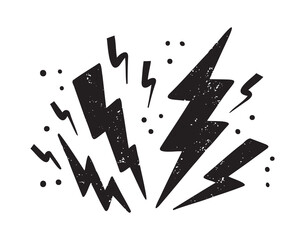 electric lightning or thunder bolt doodle style icon. silhouette lightning clipart symbol