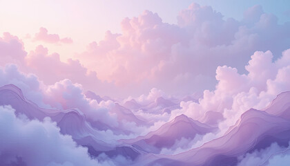  An abstract background in light pastel tones — soft pinks, baby blues, and lavender — with hazy clouds and gentle waves. Feels airy and dreamy. Transparent PNG edges