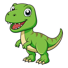 Cute green cartoon baby dino reptile vector illustration
