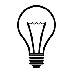 Solid black silhouette of a light bulb, light icon, light vector art on a white background