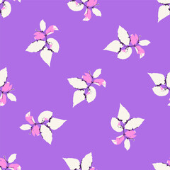 Seamless pattern with dry herbarium leaves in bold vivid colors. Cottagecore foliage wallpaper. Boho botanical texture. Ecological and natural design.