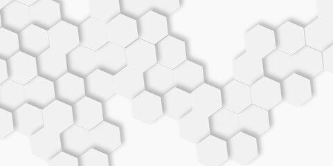Abstract 3d white and grey soft light hexagonal seamless geometric texture pattern surface bright light honeycomb metal hexagon design.