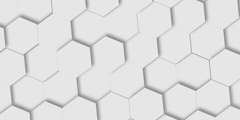 Abstract 3d white and grey soft light hexagonal seamless geometric texture pattern surface bright light honeycomb metal hexagon design.