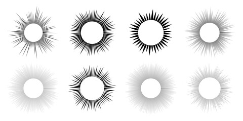 Set of sun symbols on white background