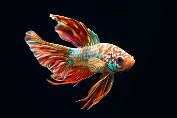 Fototapeta premium Vibrant betta fish, showcasing intricate color patterns.