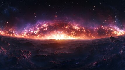 Vibrant Nebula in Deep Space, A stunning view of a colorful nebula in deep space, featuring vibrant pink and purple hues