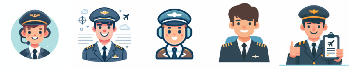 vector of a pilot smiling