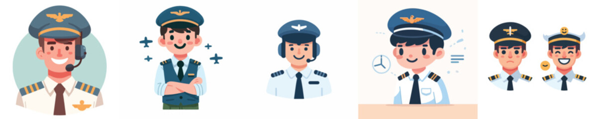 vector of a pilot smiling
