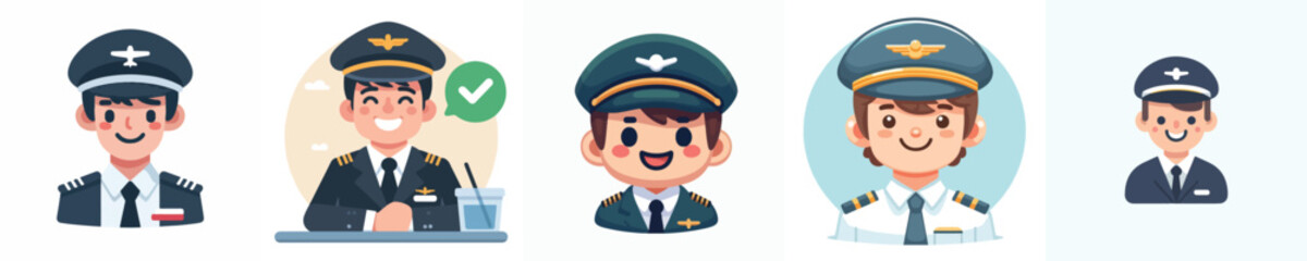 vector of a pilot smiling
