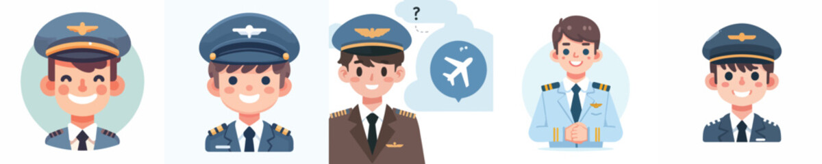 vector of a pilot smiling