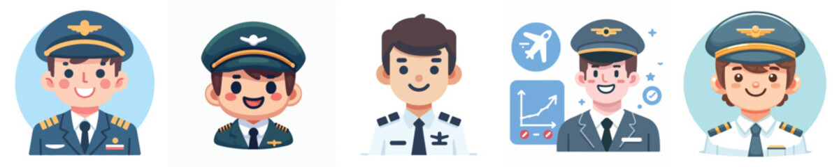 vector of a pilot smiling