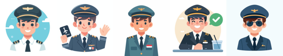 vector of a pilot smiling