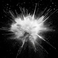 High-Speed Explosion of White Powder on Black Background