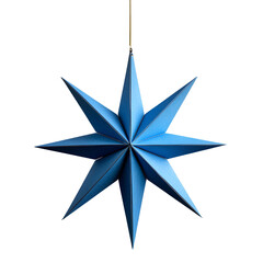 Obraz premium Blue star, hanging decoration for a Christmas tree, isolated on a transparent background. png