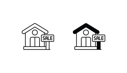 Home For Sale icon design with white background stock illustration