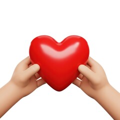 Fototapeta premium Red heart held in hands isolated on white background