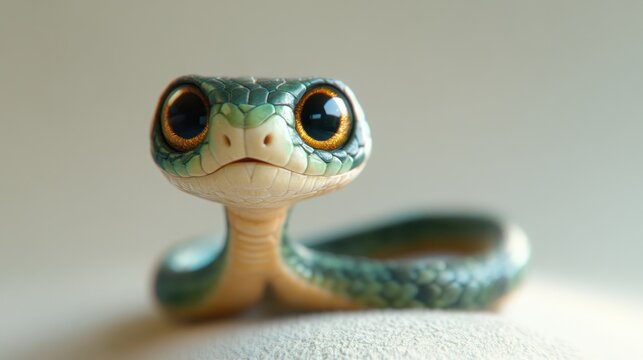 Cute, stylized snake with large eyes
