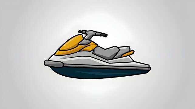 A sleek jet ski isolated against a minimalist background, ready for aquatic adventures. A graphic illustration of a watercraft for leisure and recreation