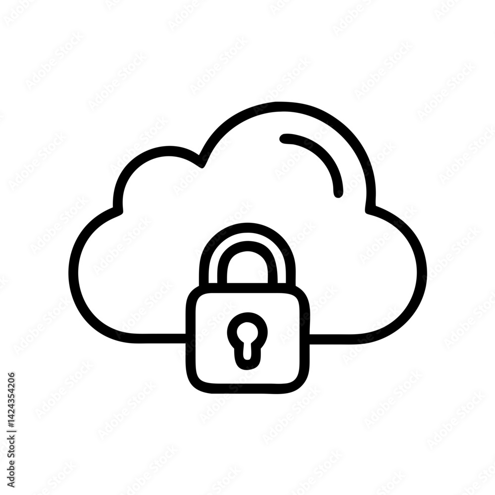 Poster secure cloud management with lock symbol design